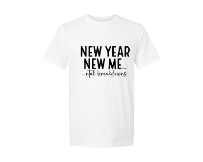 brand:Generic|color:White|New Year New Mental Breakdowns Graphic T-Shirt