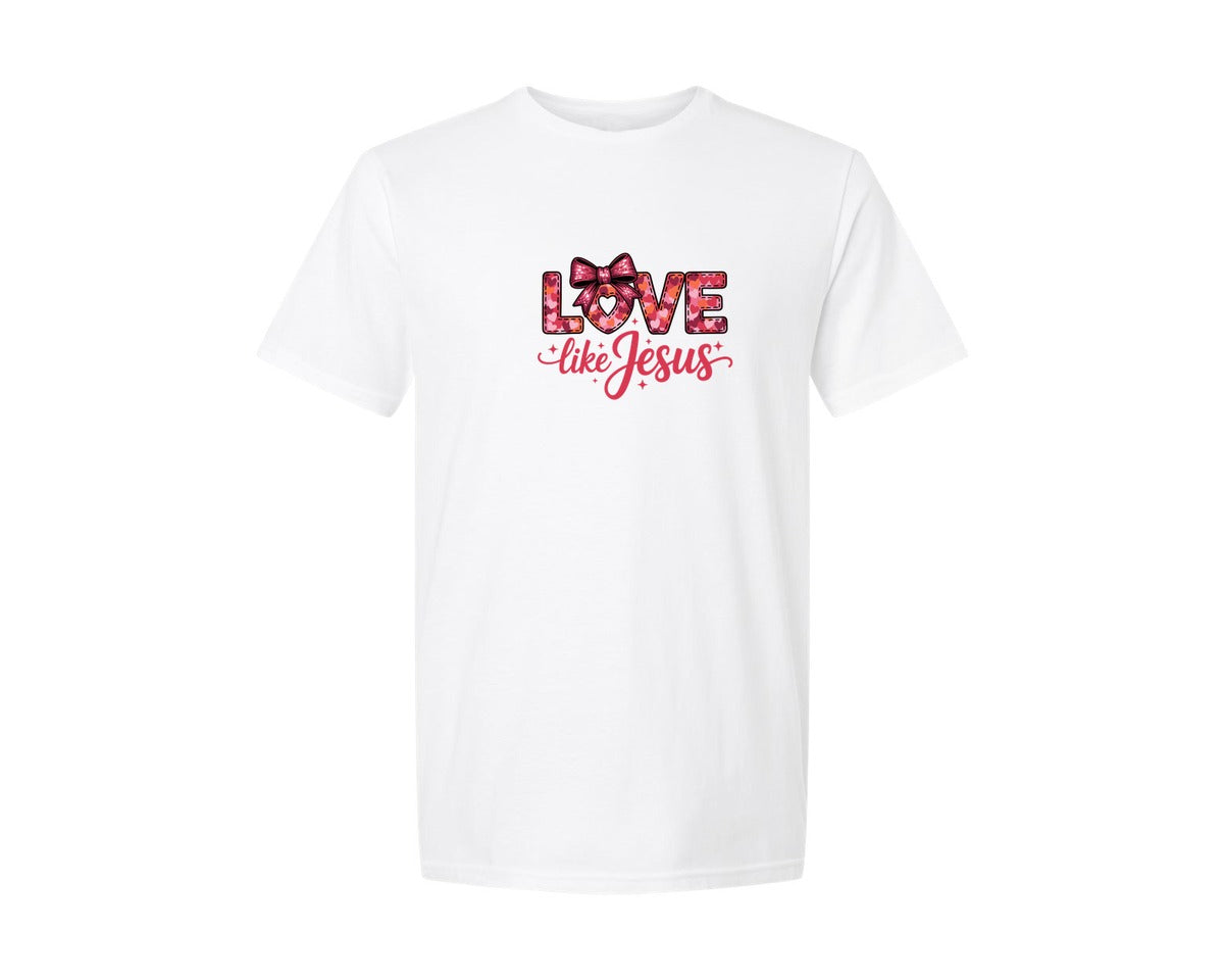 brand:Generic|color:White|Love Like Jesus Valentines Day 12 Graphic T-Shirt