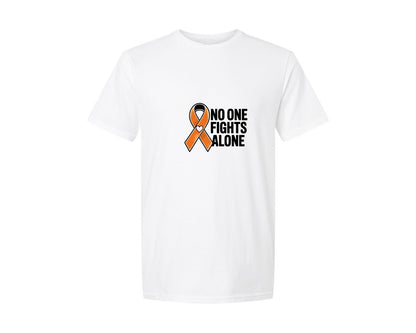 brand:Generic|color:White|No One Fights Alone Orange Ribbon Design Graphic T-Shirt