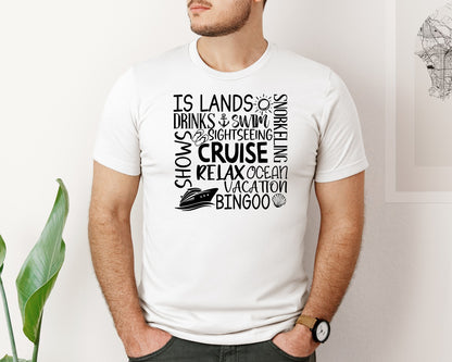 brand:Bella Canvas|color:White|Cruise Vacation Word Art Svgcruise Trip Graphic T-Shirt