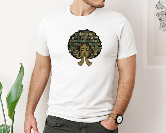 Afro Black Girl Book Lover Librarian Graphic T-Shirt