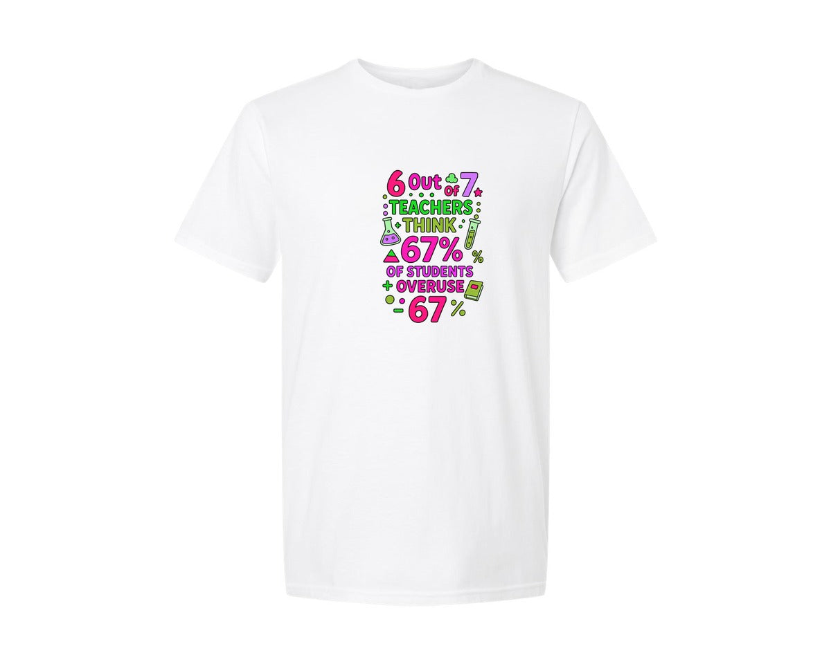 brand:Generic|color:White|Out Of 7 Teachers Think 67 Of Students Graphic T-Shirt