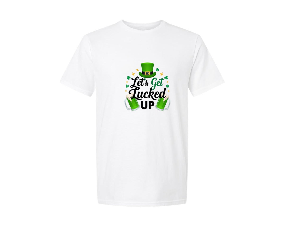 brand:Generic|color:White|Lets Get Lucked St Patricks Day Graphic T-Shirt