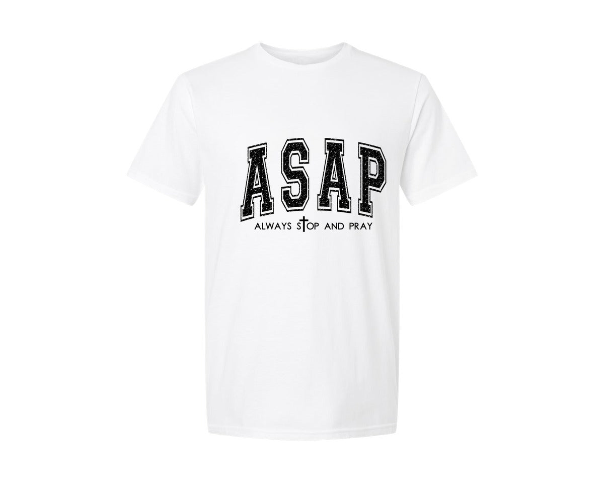 brand:Generic|color:White|Retro Christian Asap Always Stop Graphic T-Shirt