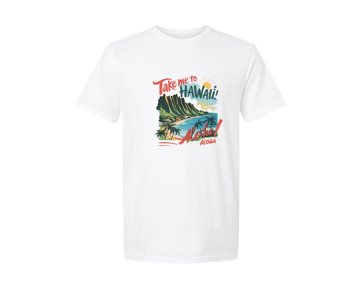 brand:Generic|color:White|Take Me To Hawaii Vintage Aloha Travel Graphic T-Shirt