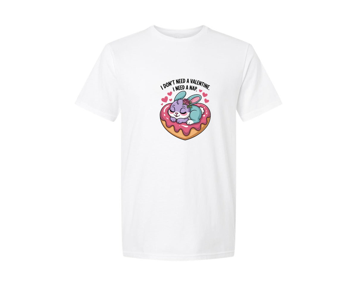 brand:Generic|color:White|Sleeping Bunny Anti Valentine Graphic T-Shirt