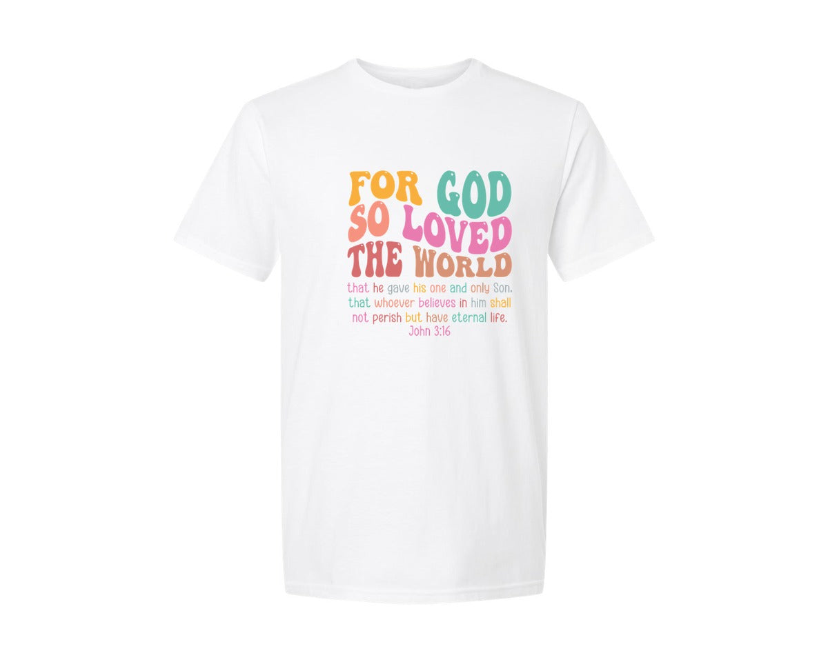 brand:Generic|color:White|Christian John 316 Groovy Bible Verse Graphic T-Shirt