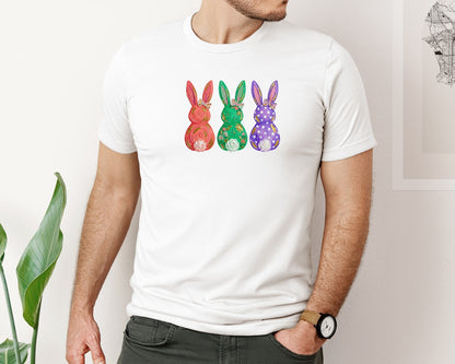 brand:Bella Canvas|color:White|Painted Easter Bunny Graphic T-Shirt