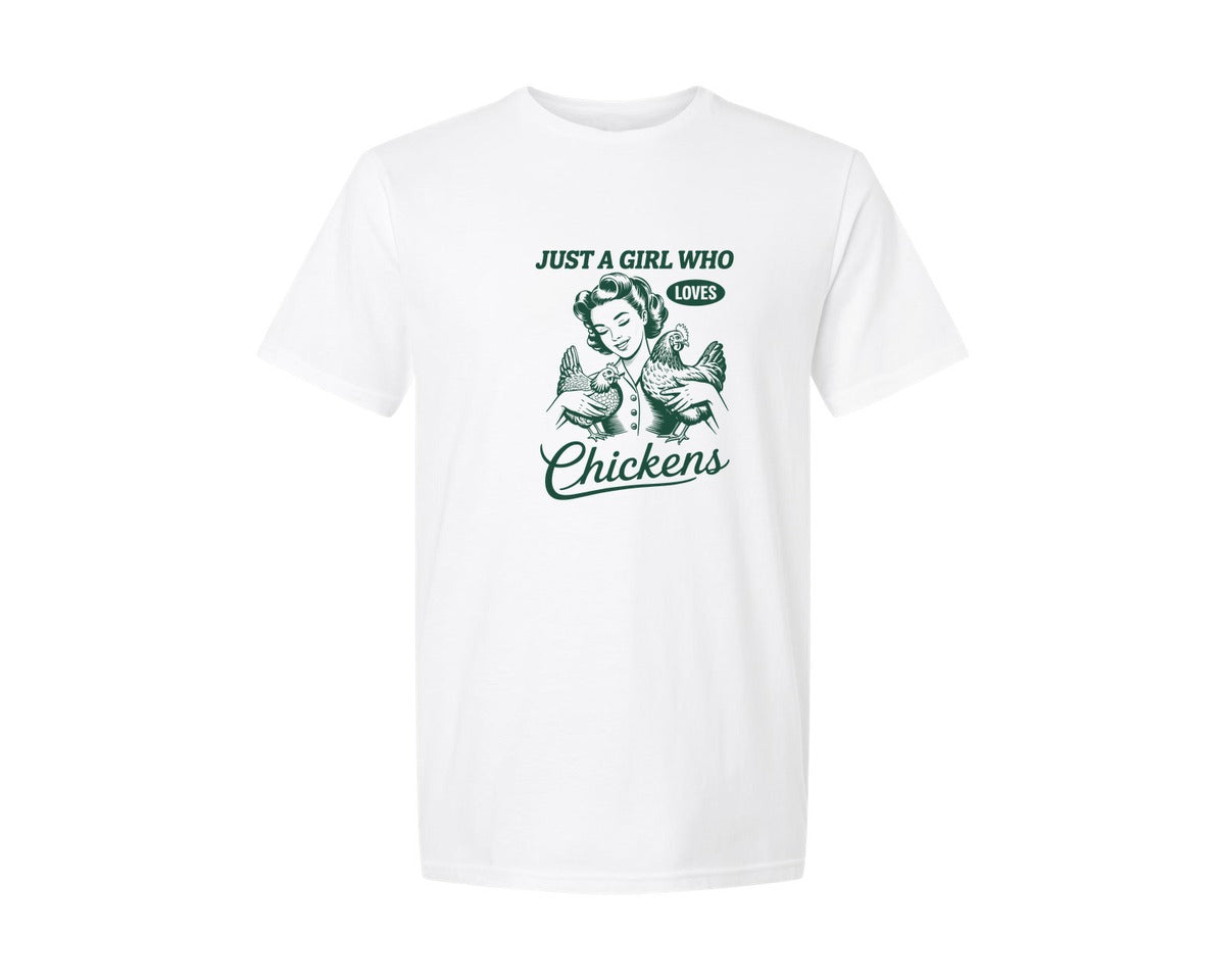 brand:Generic|color:White|Just A Girl Who Loves Chickens 16 Graphic T-Shirt