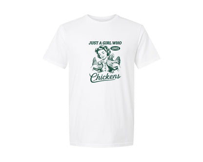 brand:Generic|color:White|Just A Girl Who Loves Chickens 16 Graphic T-Shirt