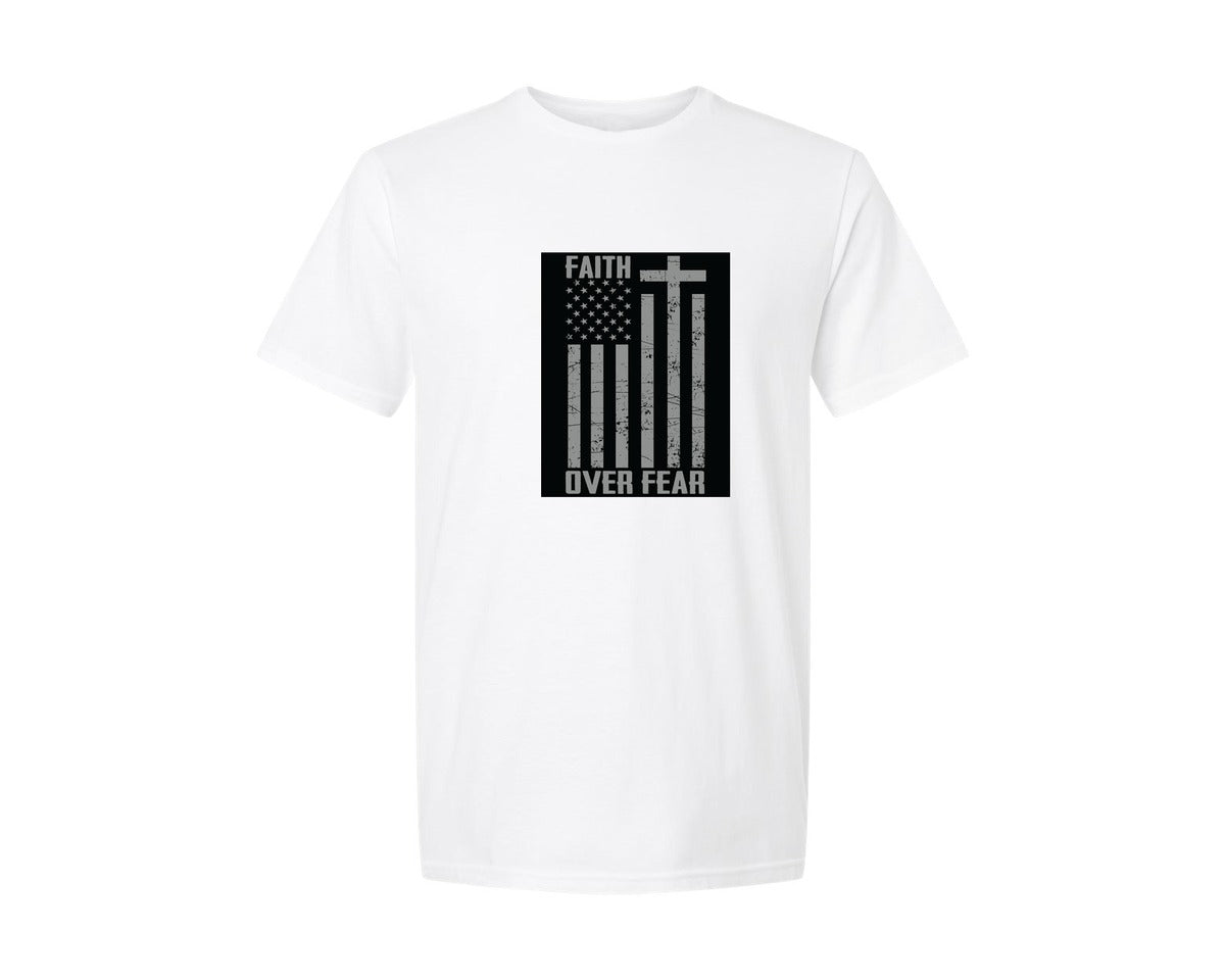 brand:Generic|color:White|Faith Over Fear Usa Flag Usa Flag 2 Graphic T-Shirt
