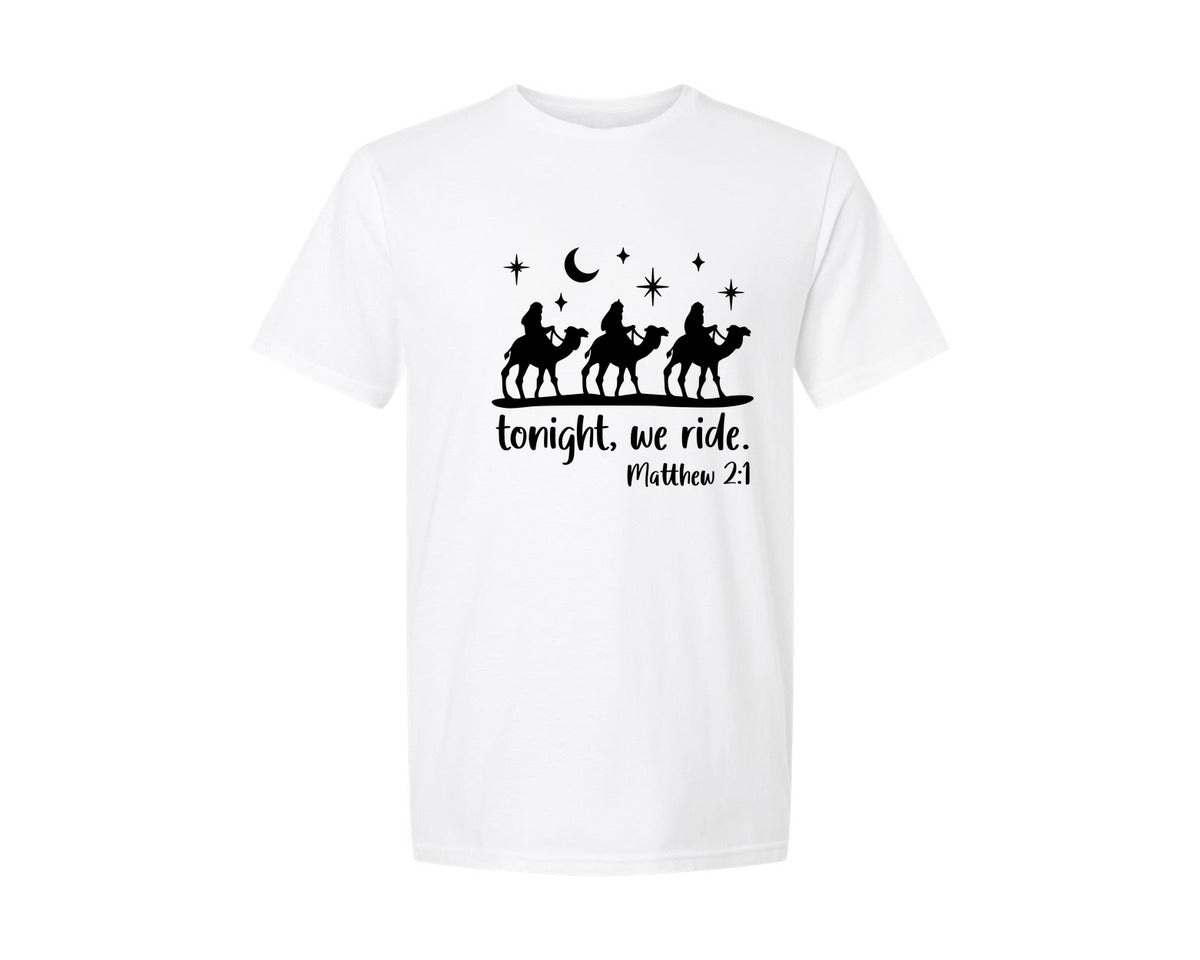 brand:Generic|color:White|Tonight We Ride Matthew 21 Graphic T-Shirt