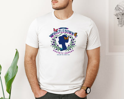 brand:Bella Canvas|color:White|Lady Whistledowns Society Papers Graphic T-Shirt