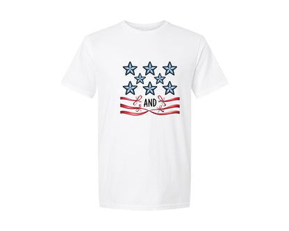 brand:Generic|color:White|Patriotic Stars Ribbons Design Graphic T-Shirt
