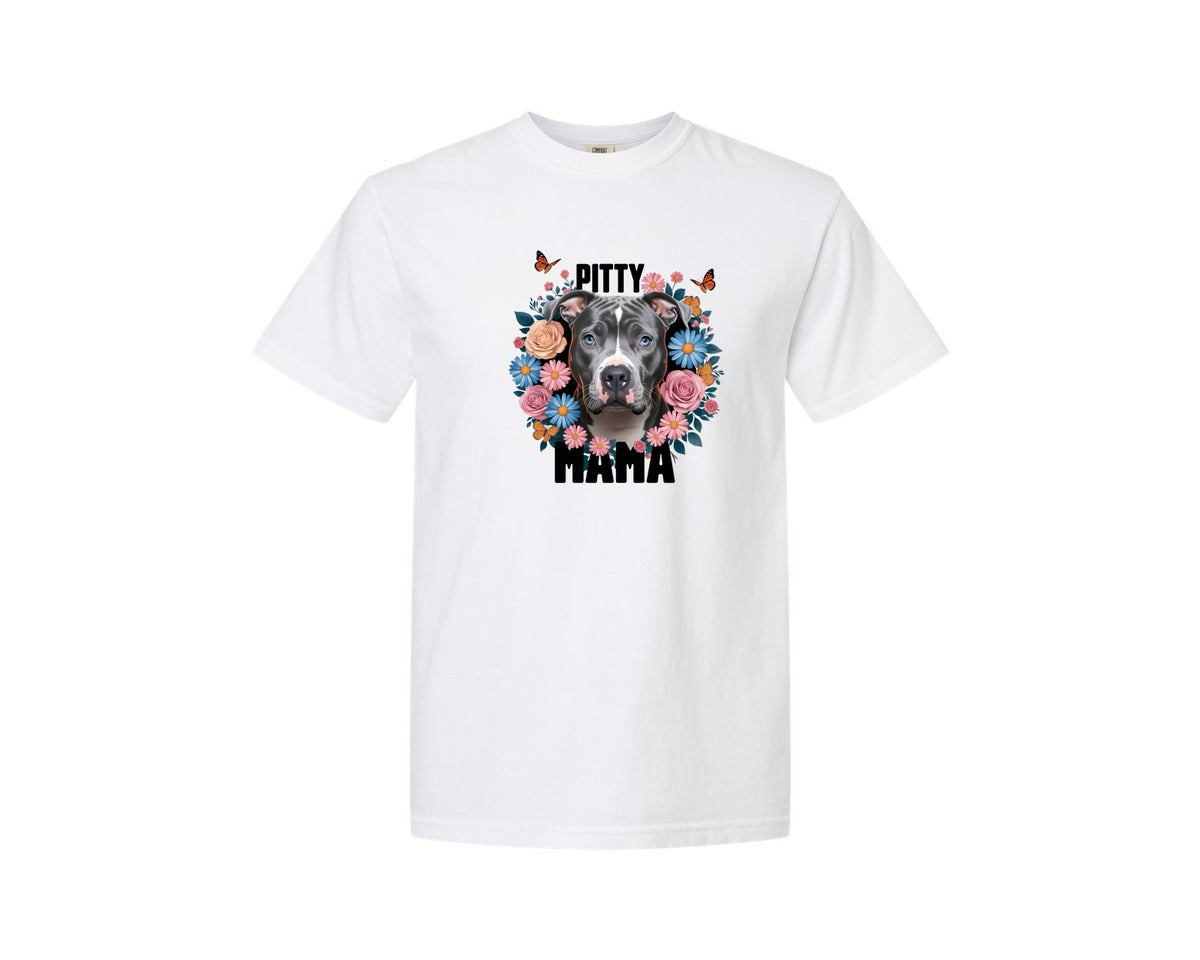 brand:Comfort Colors|color:White|Pitty Mama Cute Pitbull Dog 3 Graphic T-Shirt