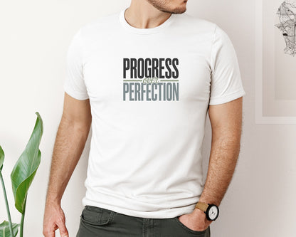 brand:Bella Canvas|color:White|Progress Over Perfection Motivational 4 Graphic T-Shirt
