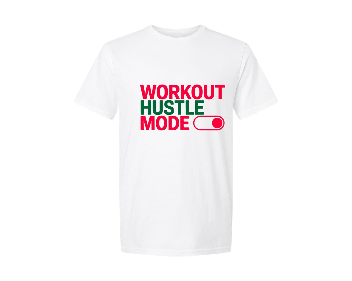 brand:Generic|color:White|Workout Hustle Mode Gym Graphic T-Shirt