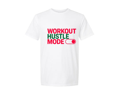brand:Generic|color:White|Workout Hustle Mode Gym Graphic T-Shirt