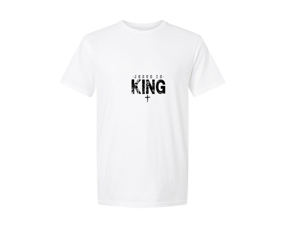 brand:Generic|color:White|Jesus Is King Religious Scripture Graphic T-Shirt