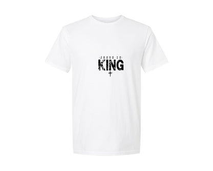 brand:Generic|color:White|Jesus Is King Religious Scripture Graphic T-Shirt
