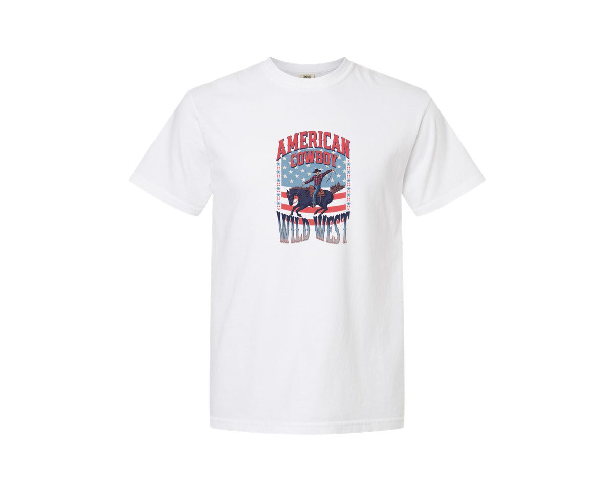 brand:Comfort Colors|color:White|American Cowboy Wild West Vintage Graphic T-Shirt