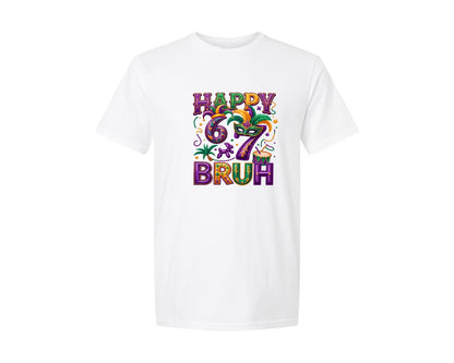 brand:Generic|color:White|Happy 67Th Birthday Mardi Gras Graphic T-Shirt