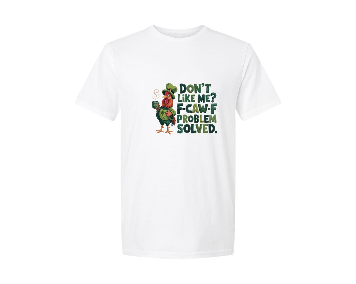 brand:Generic|color:White|F Caw F St Patricks Day Funny Rooster 2 Graphic T-Shirt
