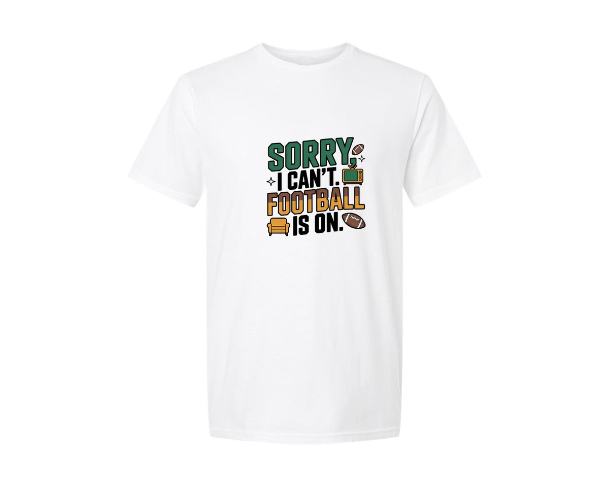 brand:Generic|color:White|Sorry I Cant Football Season Graphic T-Shirt