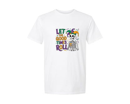 brand:Generic|color:White|Let The Good Times Roll Mardi Gras 2 Graphic T-Shirt