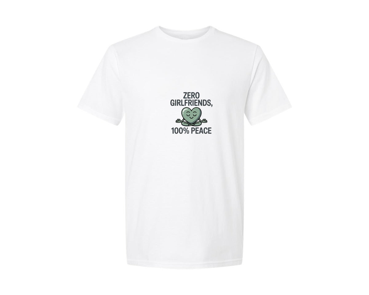 brand:Generic|color:White|Zero Girlfriends 100 Peace Graphic T-Shirt