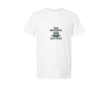brand:Generic|color:White|Zero Girlfriends 100 Peace Graphic T-Shirt