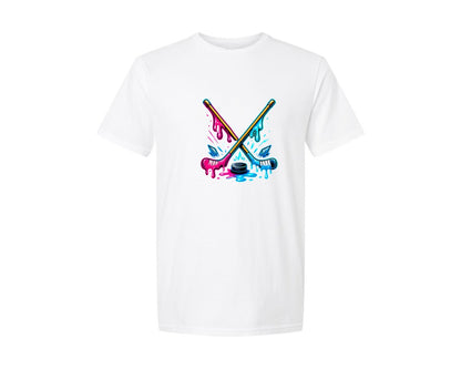 brand:Generic|color:White|Drip Ice Hockey T Shirt Design Art Graphic T-Shirt