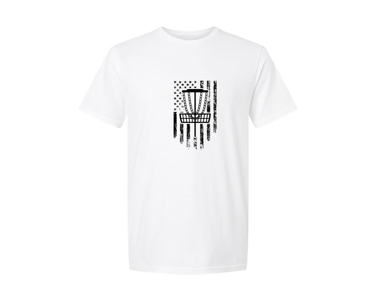 brand:Generic|color:White|Patriotic Day Disc Golf Design Graphic T-Shirt