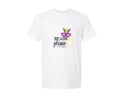 brand:Generic|color:White|Mardi Gras Beads Please Graphic T-Shirt