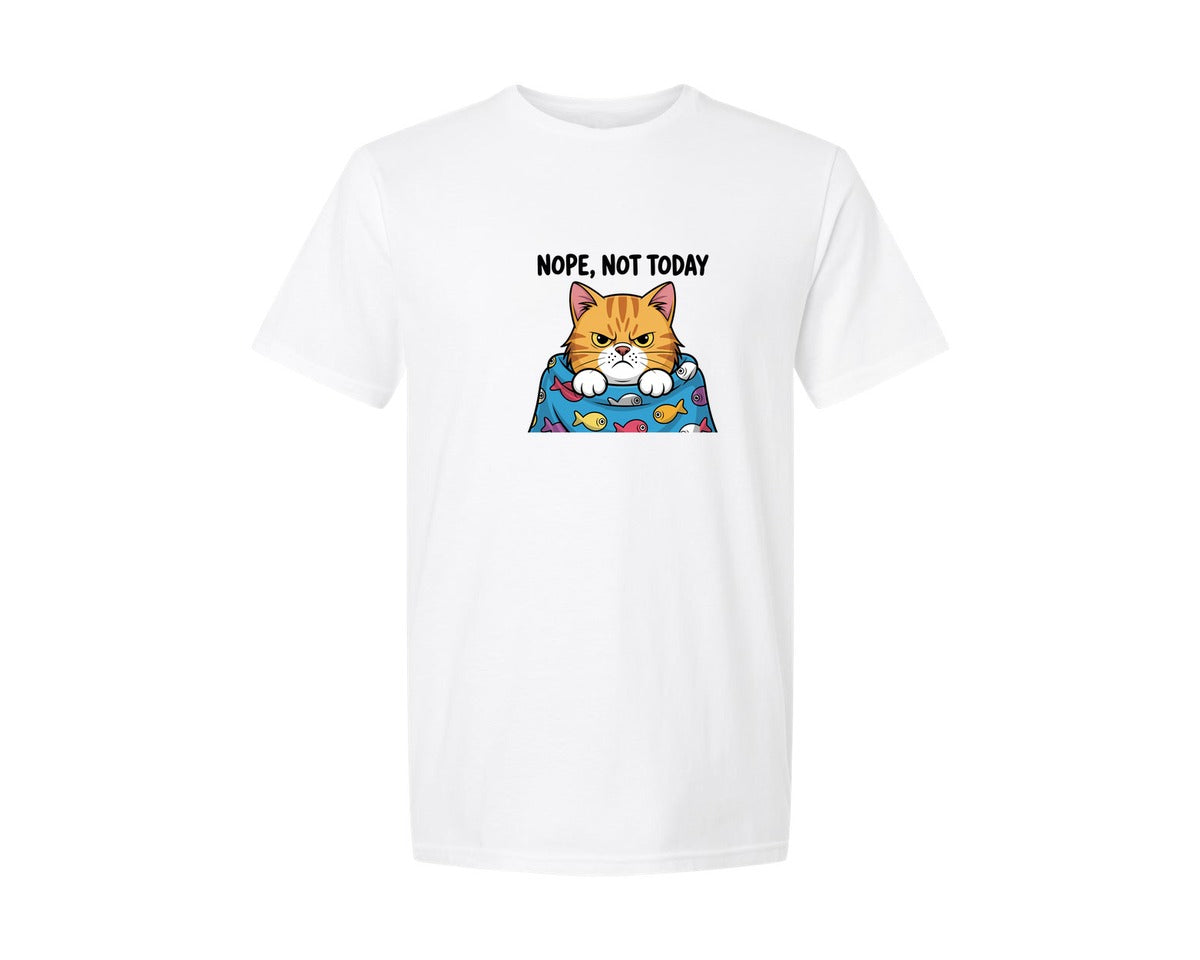 brand:Generic|color:White|Nope Not Today Grumpy Cat Quote Graphic T-Shirt
