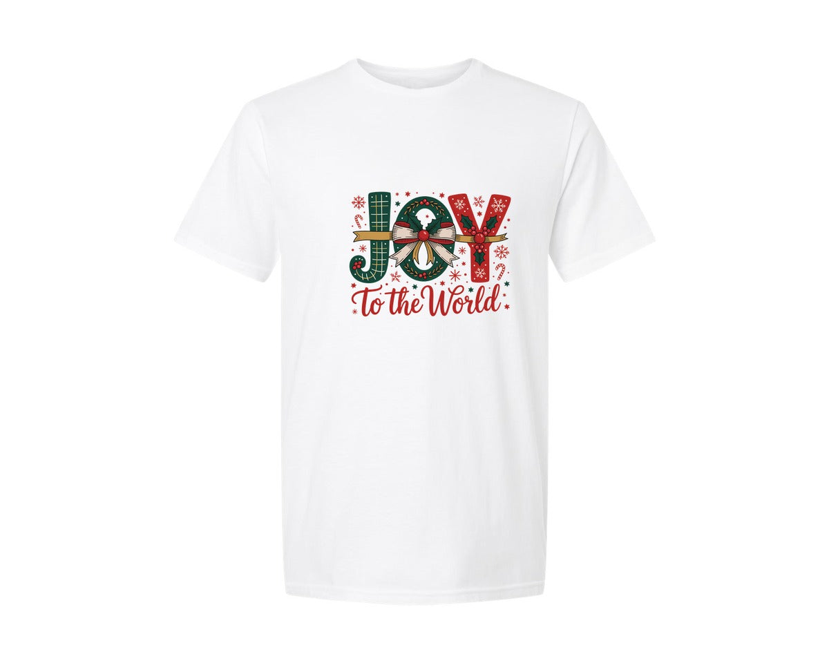 brand:Generic|color:White|Joy To The World Christmas San Graphic T-Shirt