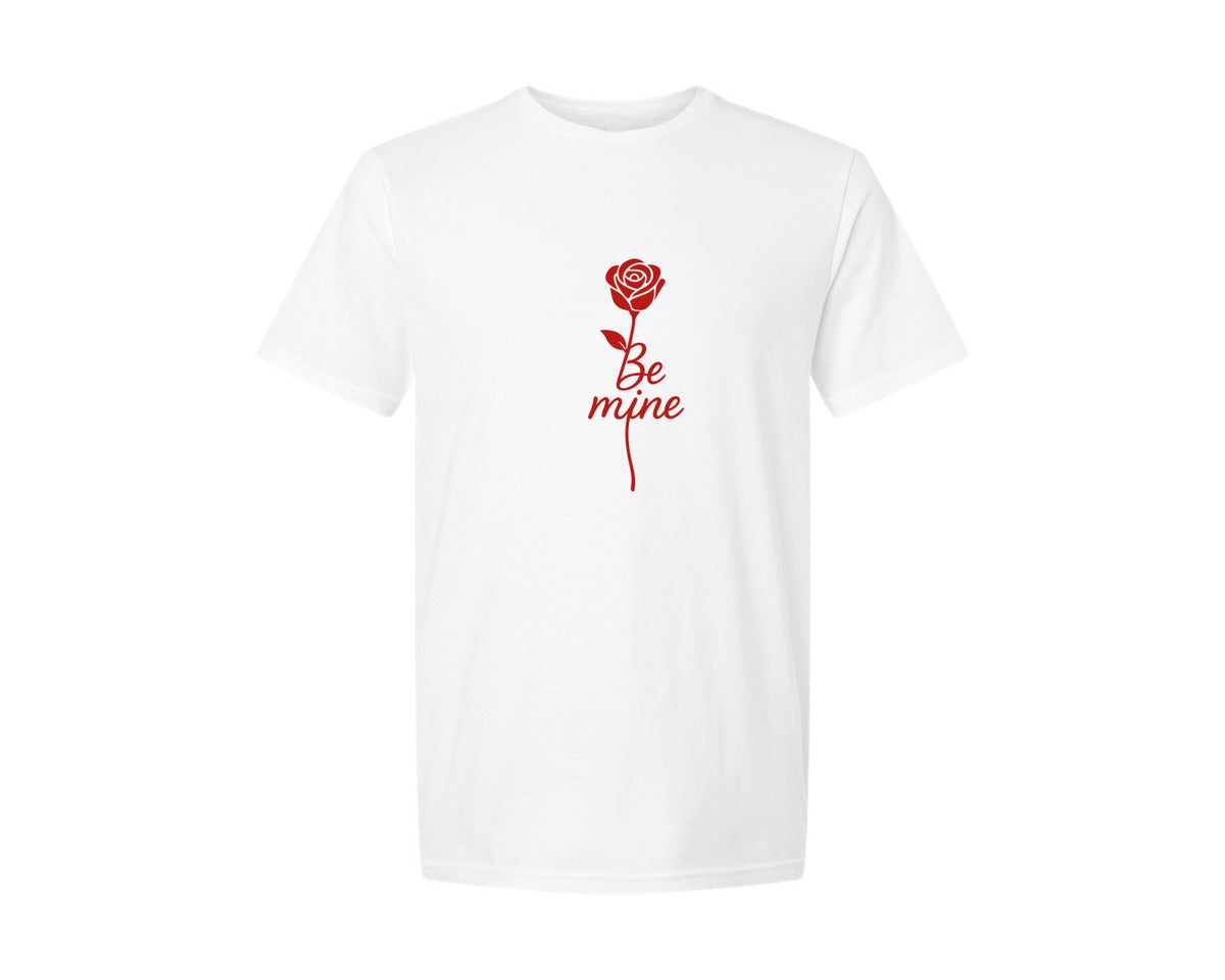 brand:Generic|color:White|Be Mine Valentine Rose Love 2 Graphic T-Shirt