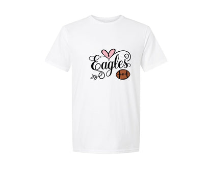 brand:Generic|color:White|Eagles Football Mascot Pink Heart Graphic T-Shirt