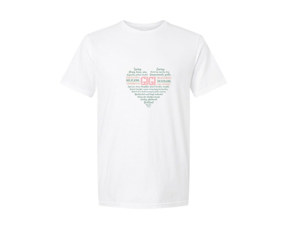 brand:Generic|color:White|Gigi Heart Shape Mothers Day Heart 3 Graphic T-Shirt