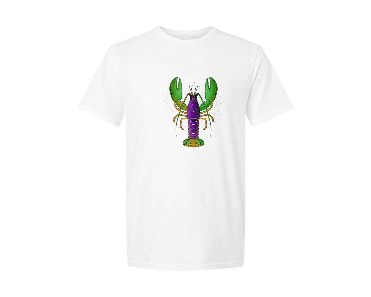 brand:Generic|color:White|Mardi Gras Crawfish Design Graphic T-Shirt