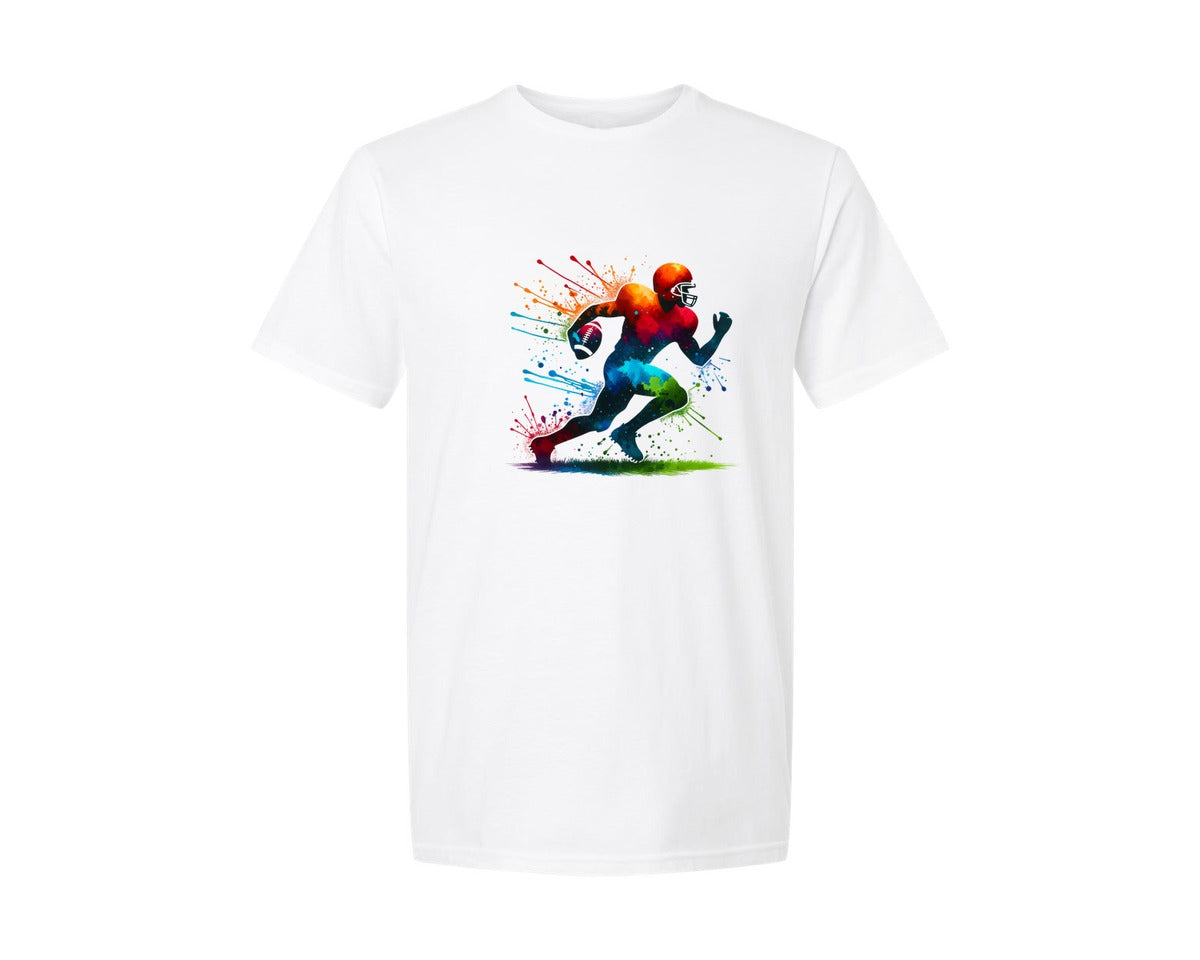 brand:Generic|color:White|Colorful Mascot Football Player Graphic T-Shirt