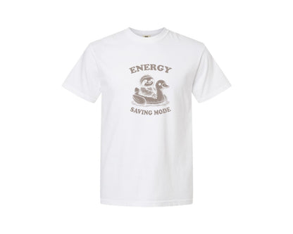 brand:Comfort Colors|color:White|Energy Saving Mode Sloth On Duck Float Graphic T-Shirt