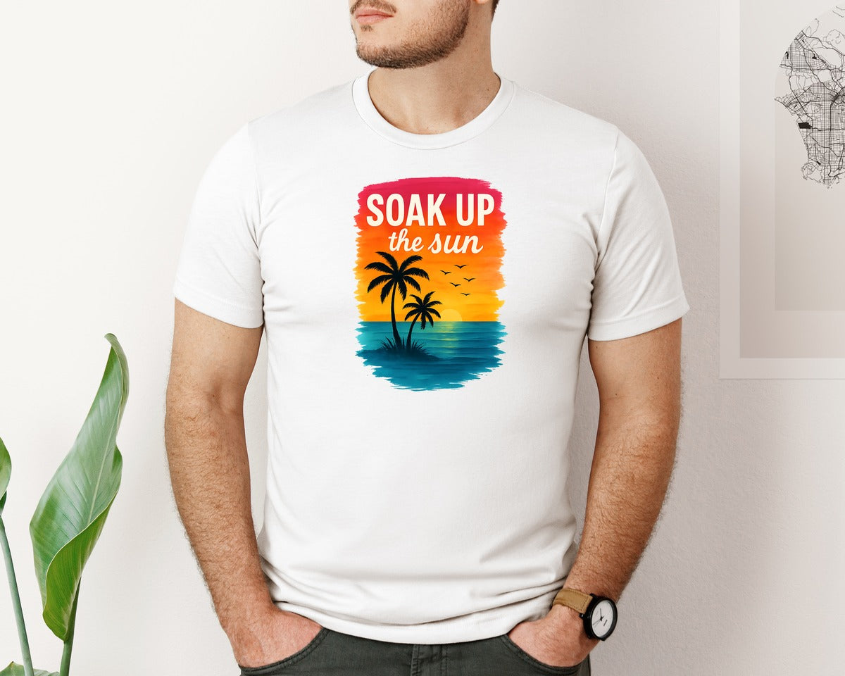 brand:Bella Canvas|color:White|Soak Up The Sun T Shirt Graphic T-Shirt