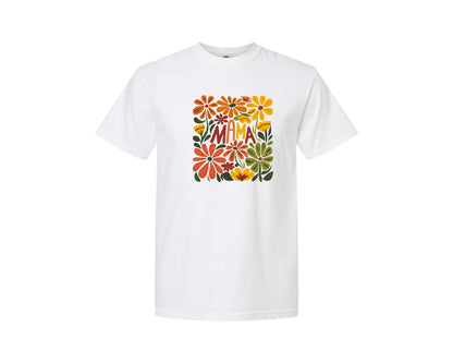 brand:Comfort Colors|color:White|Retro Floral Mama Boho Mothers Day 3 Graphic T-Shirt
