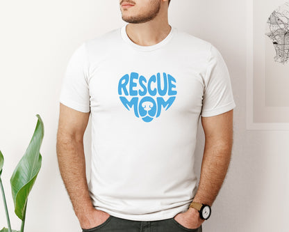 brand:Bella Canvas|color:White|Rescue Mom Cute Dog Word Art Simple Graphic T-Shirt
