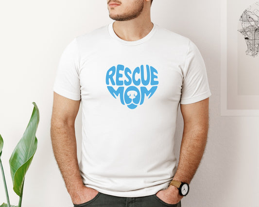 Rescue Mom Cute Dog Word Art Simple Graphic T-Shirt