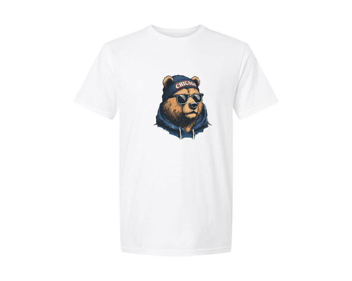 brand:Generic|color:White|Bear With Sunglasses Game Day Shirt Graphic T-Shirt