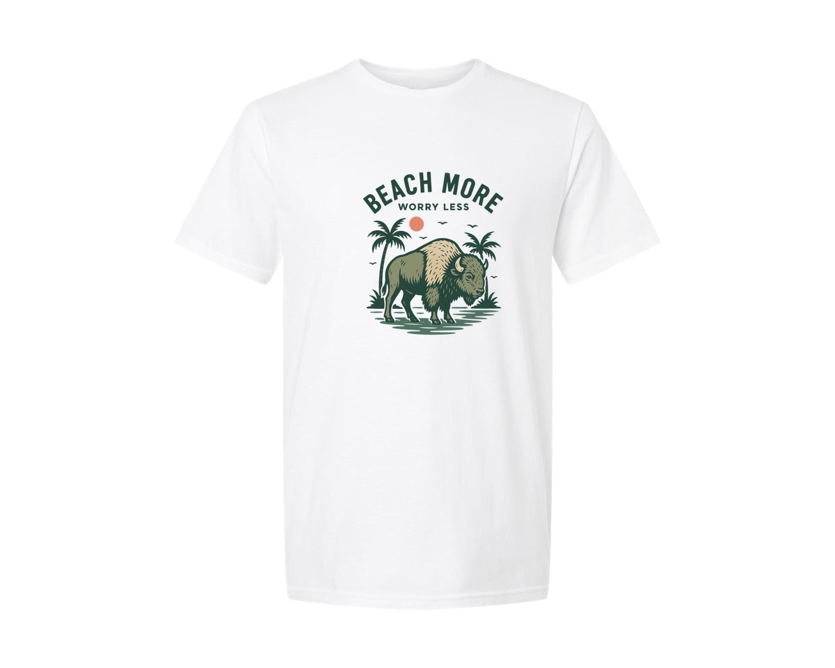 brand:Generic|color:White|Beach More Worry Less Vintage T Shirt Graphic T-Shirt