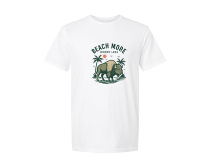 brand:Generic|color:White|Beach More Worry Less Vintage T Shirt Graphic T-Shirt