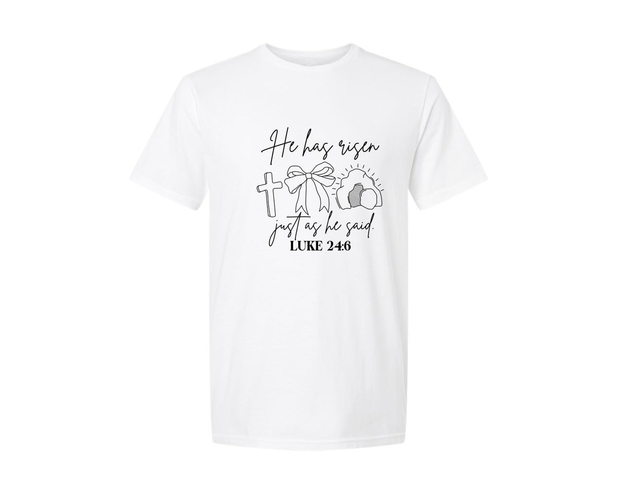 brand:Generic|color:White|He Has Risen Graphic T-Shirt